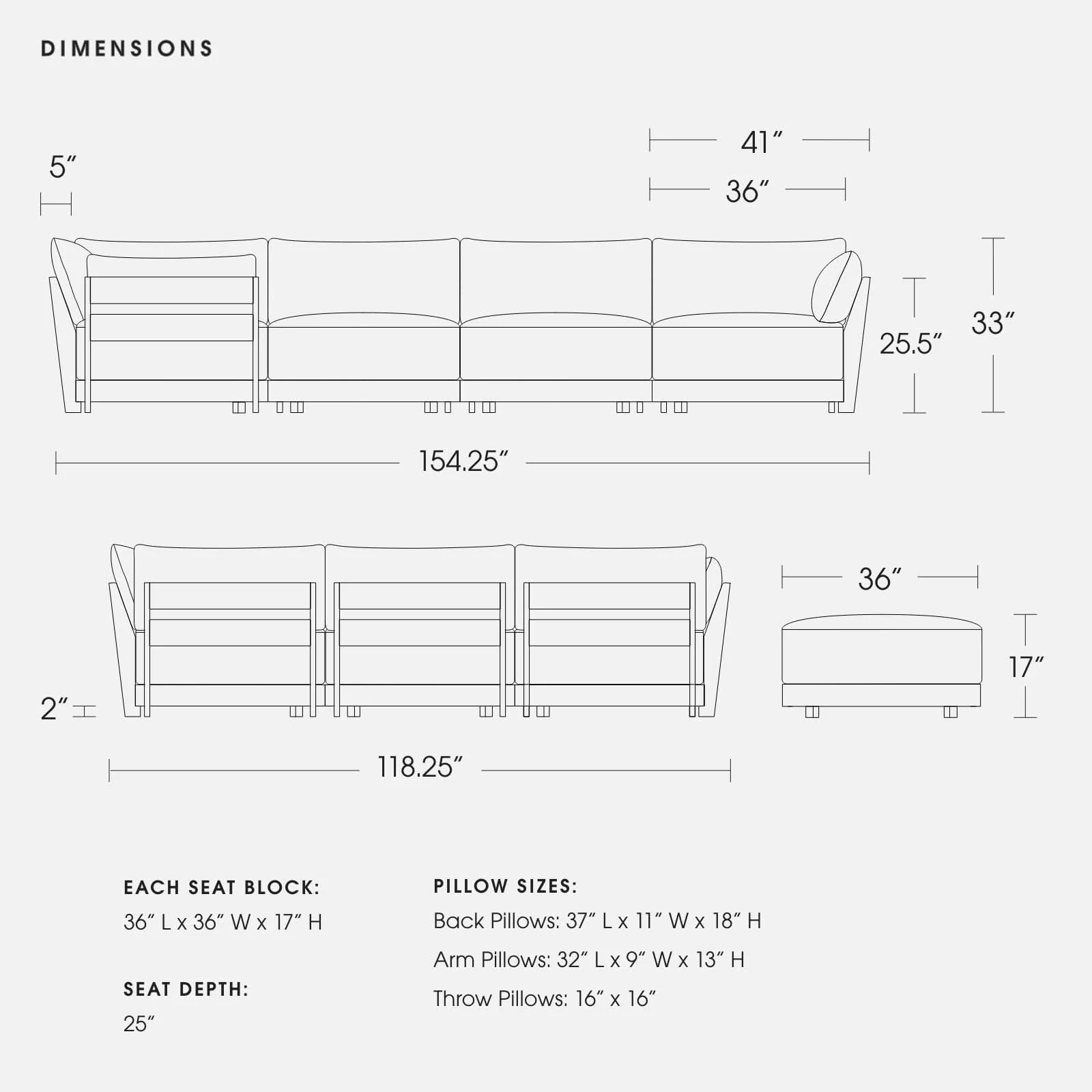 Modular Bondi Latte 6-Seater Corner Sectional + Bench Ottoman in Honey | Classic Blend 5