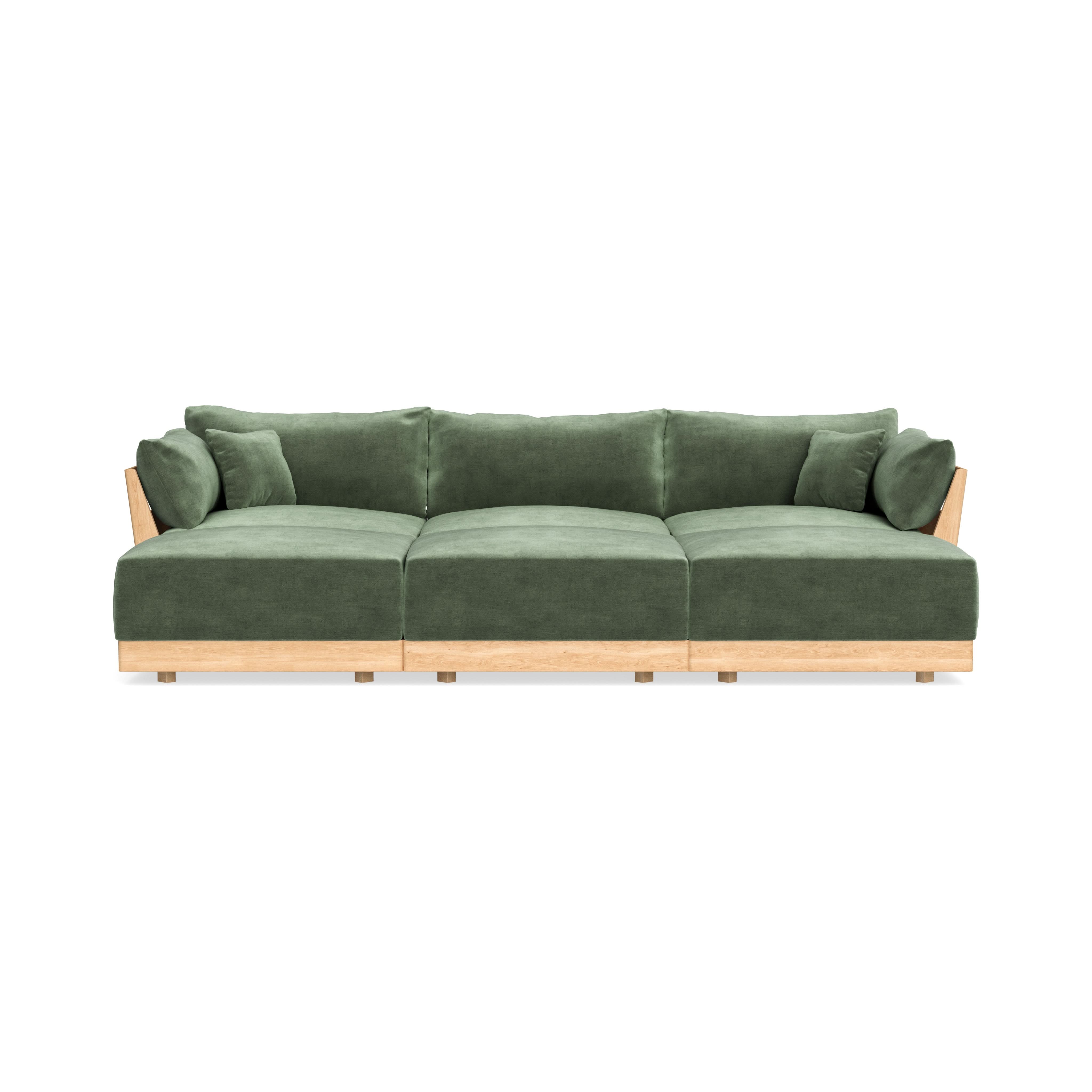 Modular Bondi Latte 3-Seater Daybed Sofa Sectional in Rosemary | Classic Blend