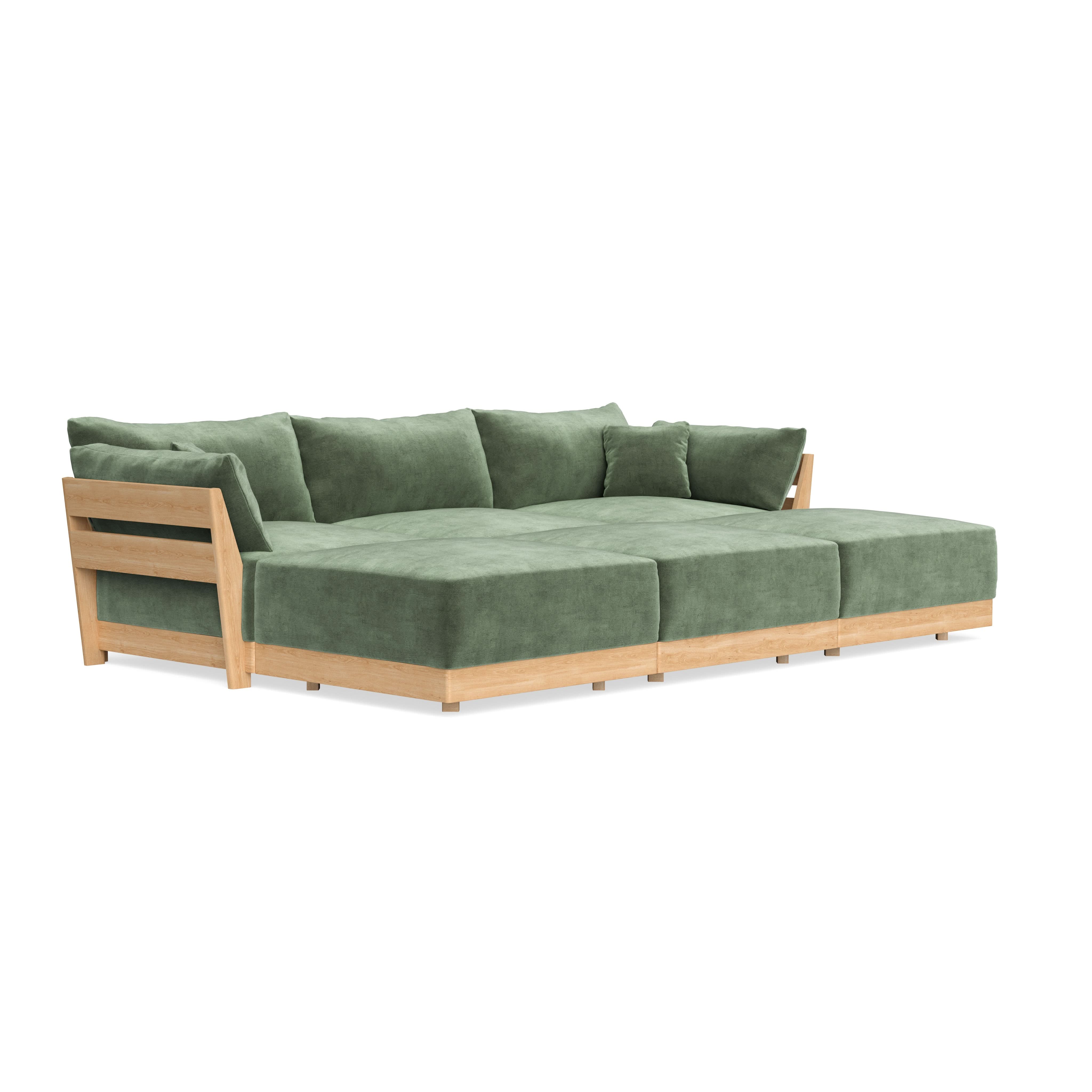 Modular Bondi Latte 3-Seater Daybed Sofa Sectional in Rosemary | Classic Blend 1